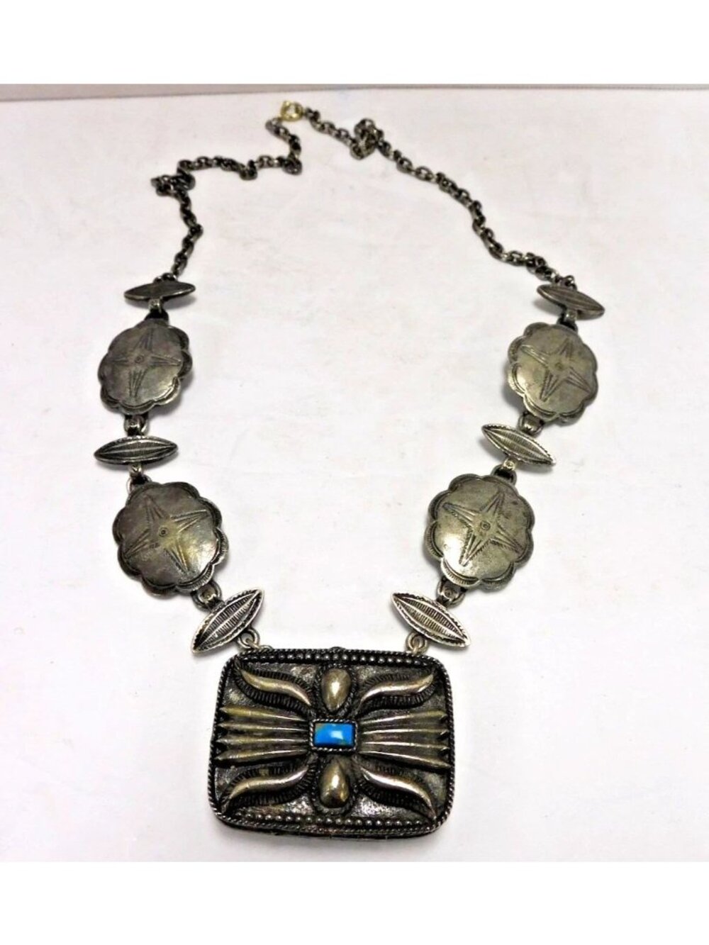 Vintage Estee Lauder Perfume Compact Locket Necklace Southwest Style JC492Vintag